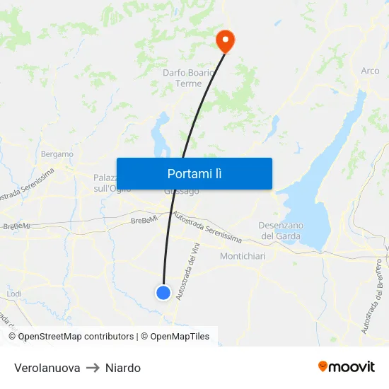 Verolanuova to Niardo map