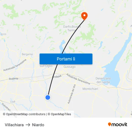 Villachiara to Niardo map