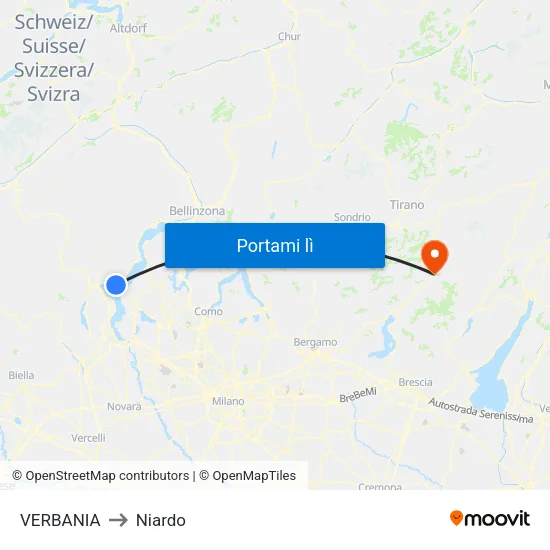 VERBANIA to Niardo map
