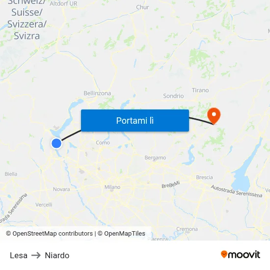 Lesa to Niardo map
