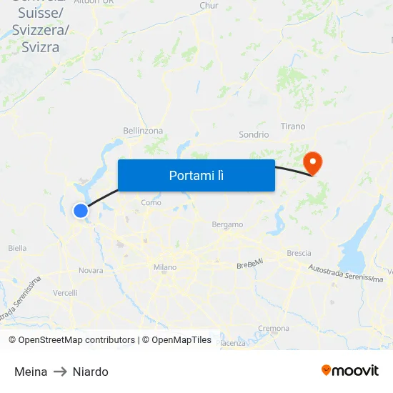 Meina to Niardo map