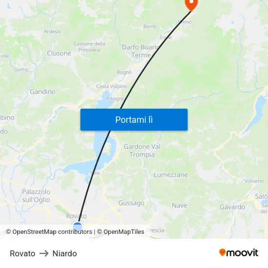 Rovato to Niardo map