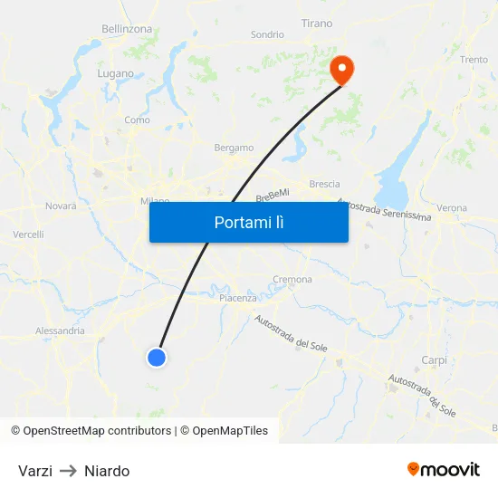 Varzi to Niardo map