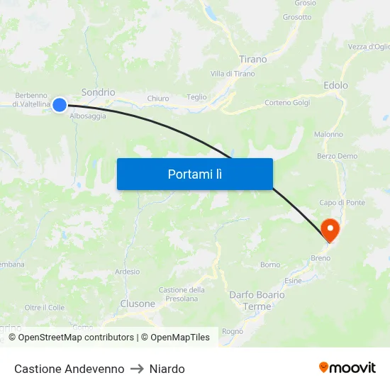 Castione Andevenno to Niardo map
