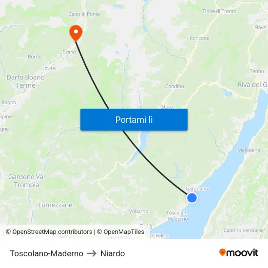 Toscolano-Maderno to Niardo map