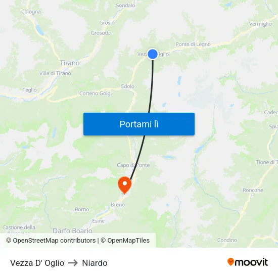 Vezza D' Oglio to Niardo map