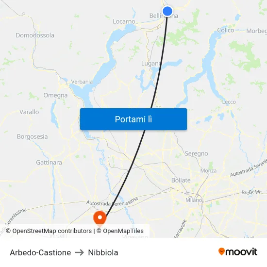 Arbedo-Castione to Nibbiola map