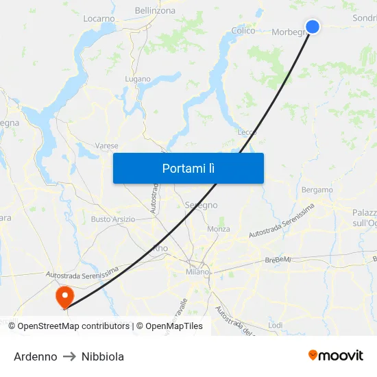 Ardenno to Nibbiola map