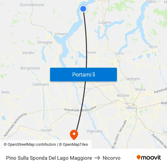 Pino Sulla Sponda Del Lago Maggiore to Nicorvo map