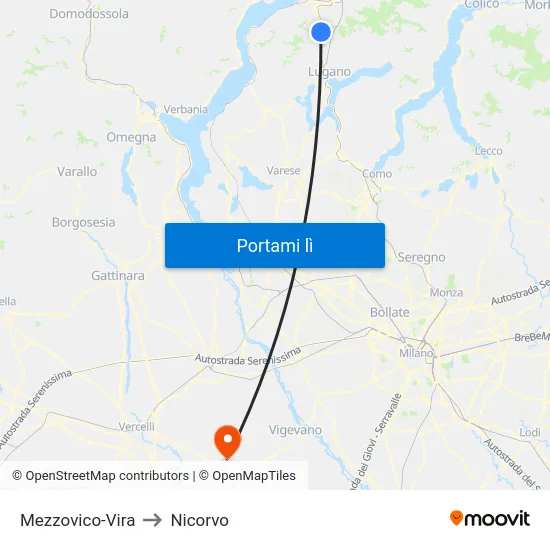 Mezzovico-Vira to Nicorvo map