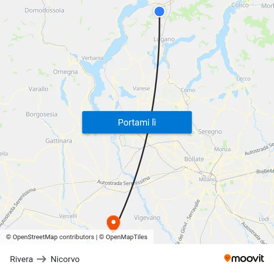 Rivera to Nicorvo map