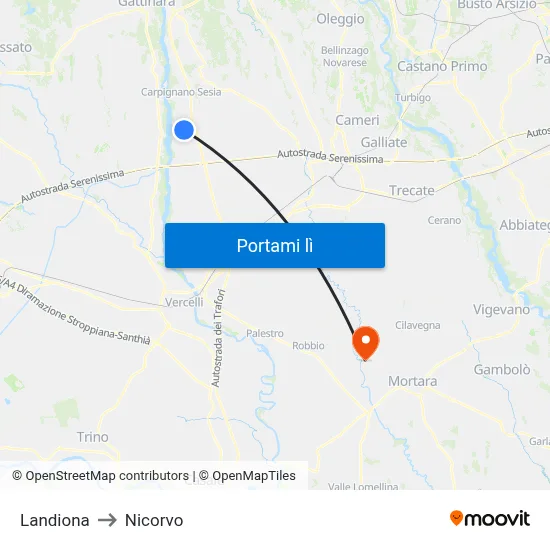 Landiona to Nicorvo map