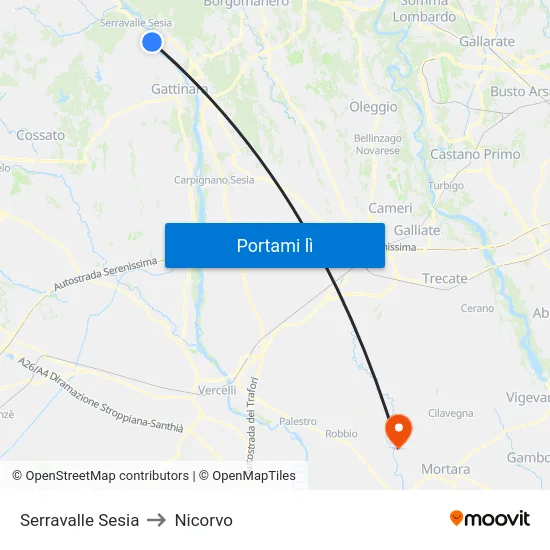 Serravalle Sesia to Nicorvo map