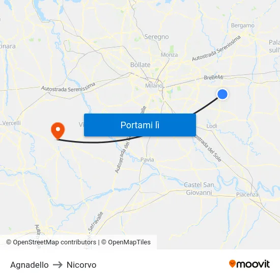 Agnadello to Nicorvo map