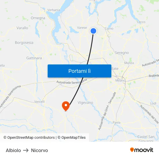 Albiolo to Nicorvo map