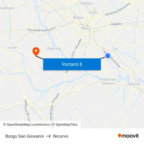 Borgo San Giovanni to Nicorvo map