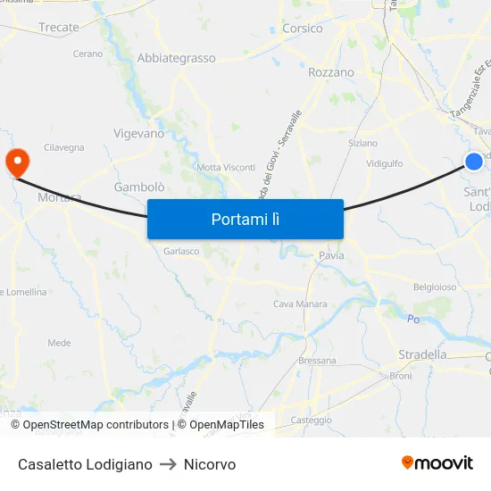 Casaletto Lodigiano to Nicorvo map