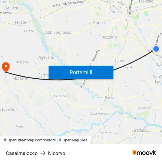 Casalmaiocco to Nicorvo map