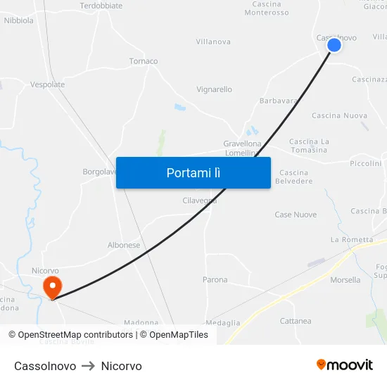 Cassolnovo to Nicorvo map