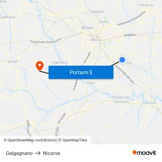 Galgagnano to Nicorvo map
