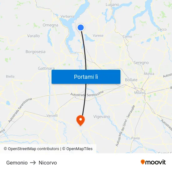 Gemonio to Nicorvo map
