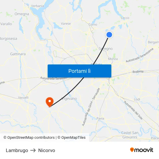 Lambrugo to Nicorvo map
