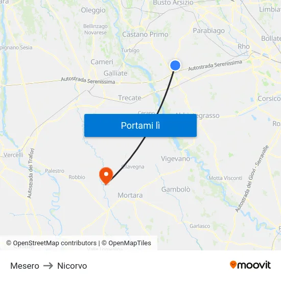Mesero to Nicorvo map
