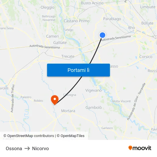 Ossona to Nicorvo map