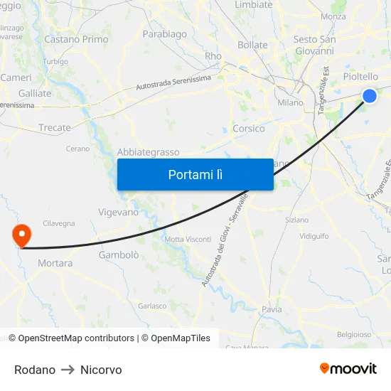 Rodano to Nicorvo map