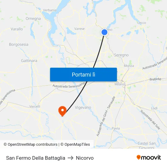 San Fermo Della Battaglia to Nicorvo map