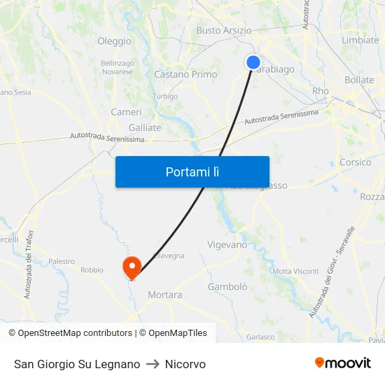 San Giorgio Su Legnano to Nicorvo map