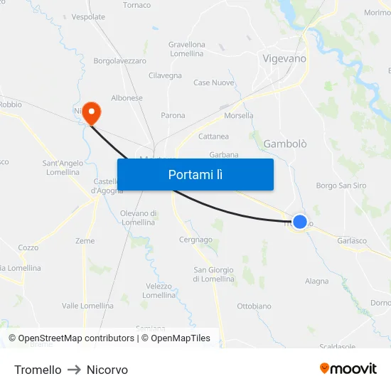 Tromello to Nicorvo map