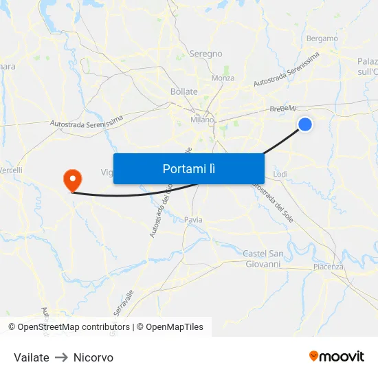 Vailate to Nicorvo map