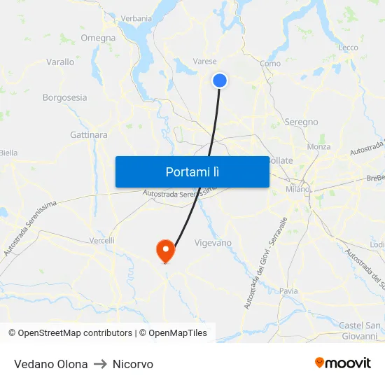 Vedano Olona to Nicorvo map