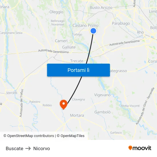 Buscate to Nicorvo map
