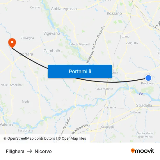 Filighera to Nicorvo map