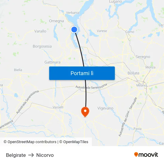 Belgirate to Nicorvo map