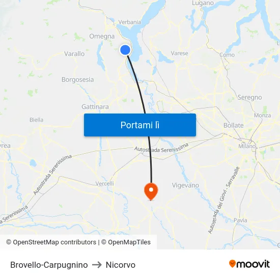 Brovello-Carpugnino to Nicorvo map