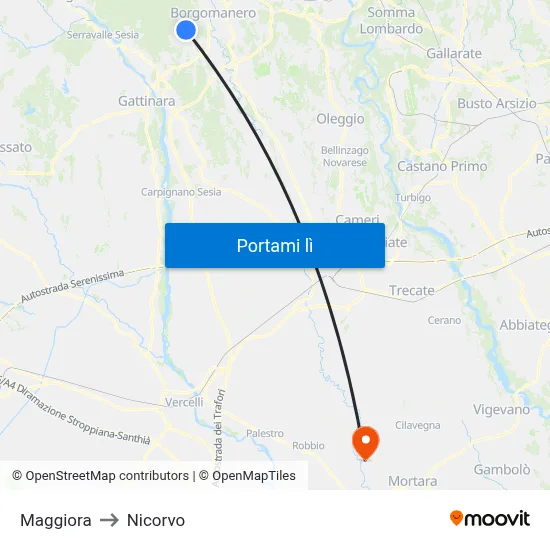 Maggiora to Nicorvo map