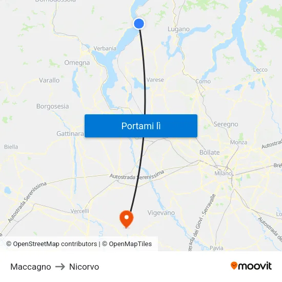 Maccagno to Nicorvo map