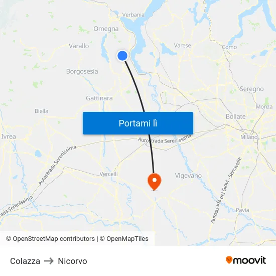 Colazza to Nicorvo map