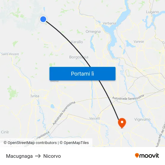 Macugnaga to Nicorvo map
