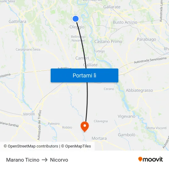 Marano Ticino to Nicorvo map