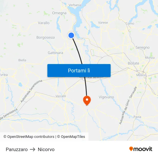 Paruzzaro to Nicorvo map
