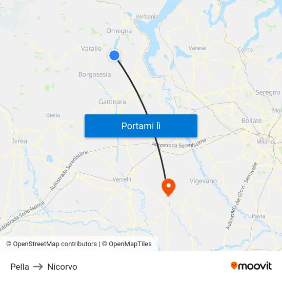 Pella to Nicorvo map