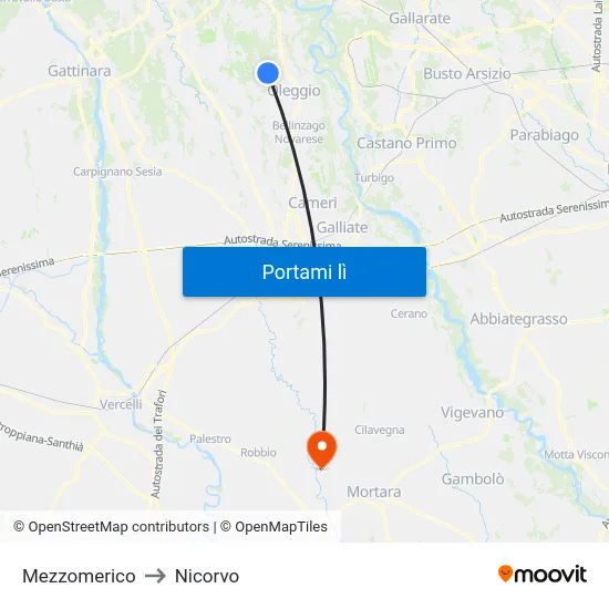 Mezzomerico to Nicorvo map