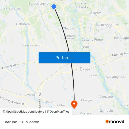 Veruno to Nicorvo map