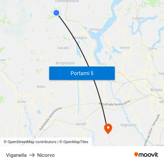 Viganella to Nicorvo map
