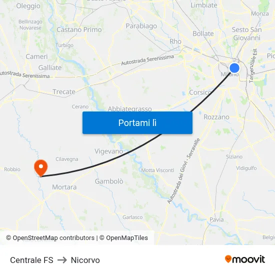 Centrale FS to Nicorvo map