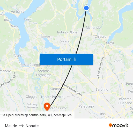 Melide to Nosate map
